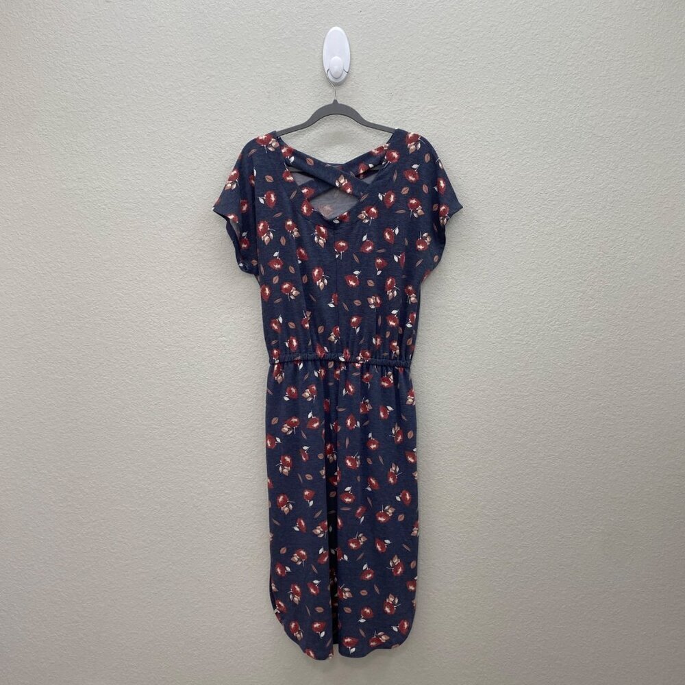 LuLaRoe Isla Navy Blue Maxi Dress with Red Floral Pattern - Picture 7 of 7